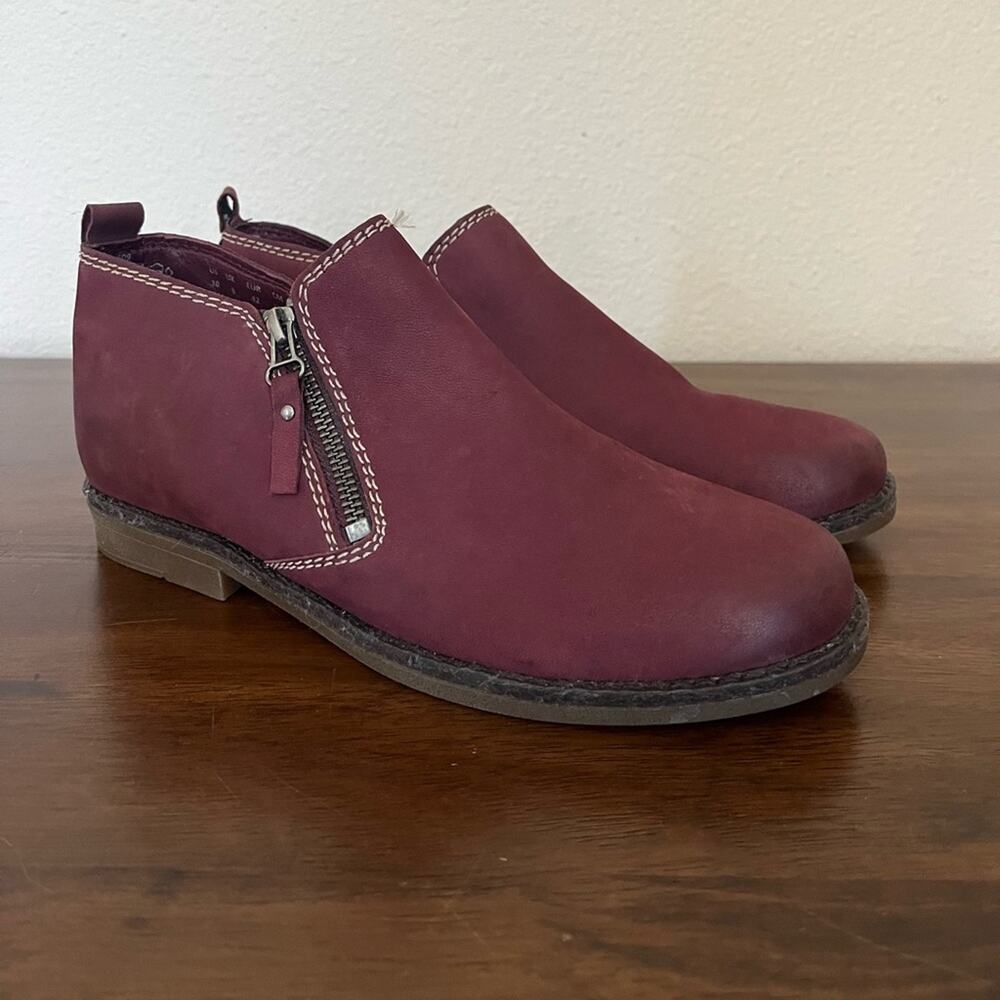 Hush Puppies Mazin Cayto boots burgundy minimalist comfort academia sz 10